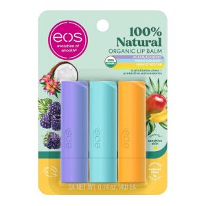 imageeos 100 Natural ampamp Organic Lip Balm Sticks Strawberry Sorbet Vanilla Bean Sweet Mint ampamp Pomegranate Raspberry Lip Care Products 014 oz 4PackTropical