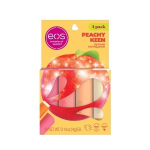 imageeos Lip Balm Gift Set Super Strawberry LimitedEdition Lip Moisturizer Variety Pack 014 oz 4PackPeach Keen