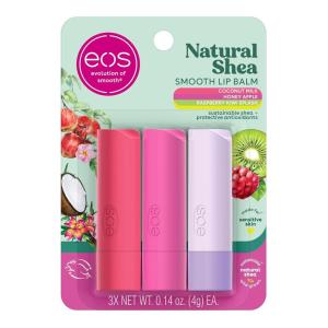 imageeos Natural Shea Lip Balm Honey Apple Coconut Milk ampamp Raspberry Kiwi Splash AllDay Moisture Lip Care Products 014 oz 3PackMulti