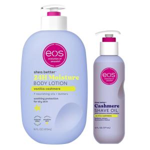 imageBundle of eos Cashmere Lip Butter  Vanilla Cashmere Plumping Peptides Smoothing 035 fl oz  Shea Better Body Lotion Vanilla Cashmere 24Hour Moisture Skin Care Body Lotion 16 fl ozCashmere Lotion  Shave Oil