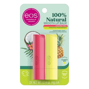 image:imageeos 100 Natural Lip Balm  Strawberry Sorbet and Pomegranate Raspberry AllDay Moisture Lip Care Products 014 oz 2PackCoconut Milk  Pineapple Passionfruit