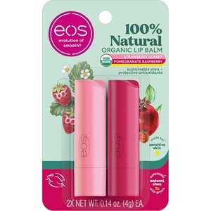 image:imageeos 100 Natural Lip Balm  Strawberry Sorbet and Pomegranate Raspberry AllDay Moisture Lip Care Products 014 oz 2PackPomegranate Raspberry  Strawberry Sorbet