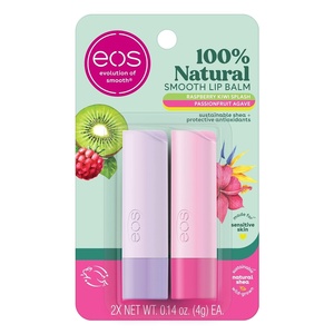 image:imageeos 100 Natural Lip Balm  Strawberry Sorbet and Pomegranate Raspberry AllDay Moisture Lip Care Products 014 oz 2PackRaspberry Kiwi Splash  Passionfruit Agave