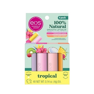 image:imageeos 100 Natural Lip Balm  Strawberry Sorbet and Pomegranate Raspberry AllDay Moisture Lip Care Products 014 oz 2PackTropical
